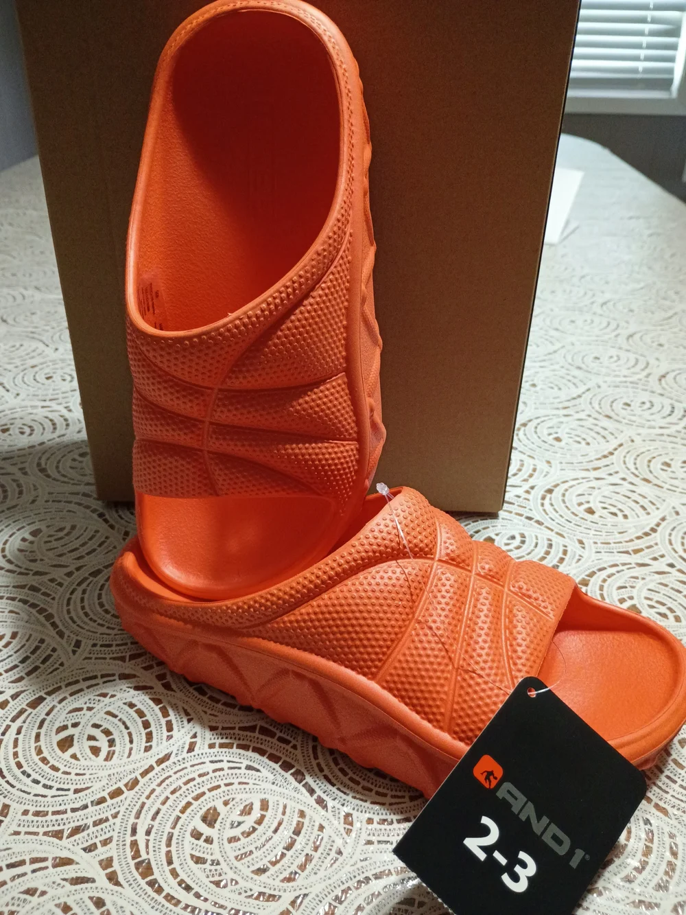 And1 Kids Orange Slide Sandals - Bright Slip-On Pair